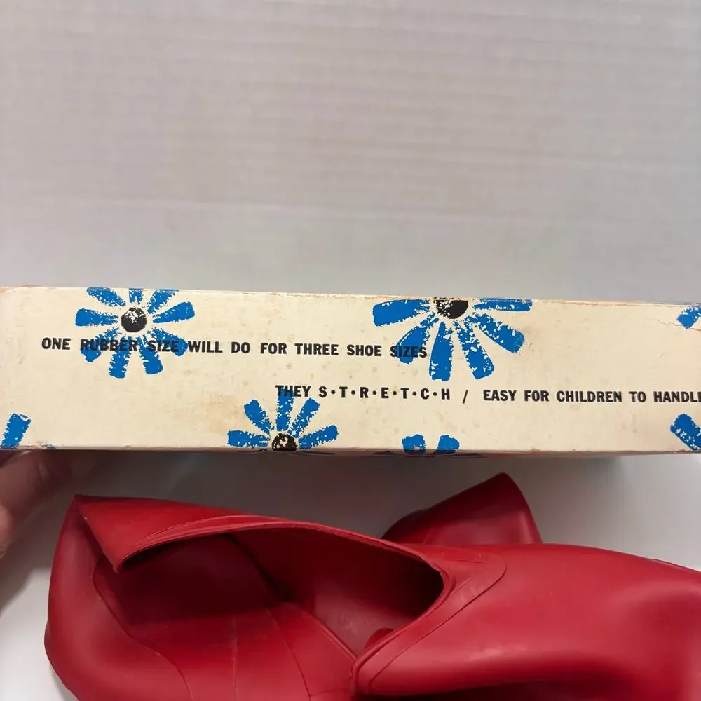 Vintage Tingley Children's Red Rubber Overshoes with Box Size 2.5-4, Made in USA